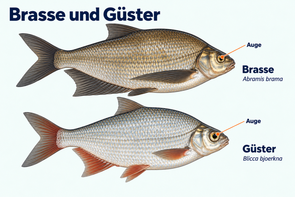 Brasse und Güster mit markierten Erkennungsmerkmalen
